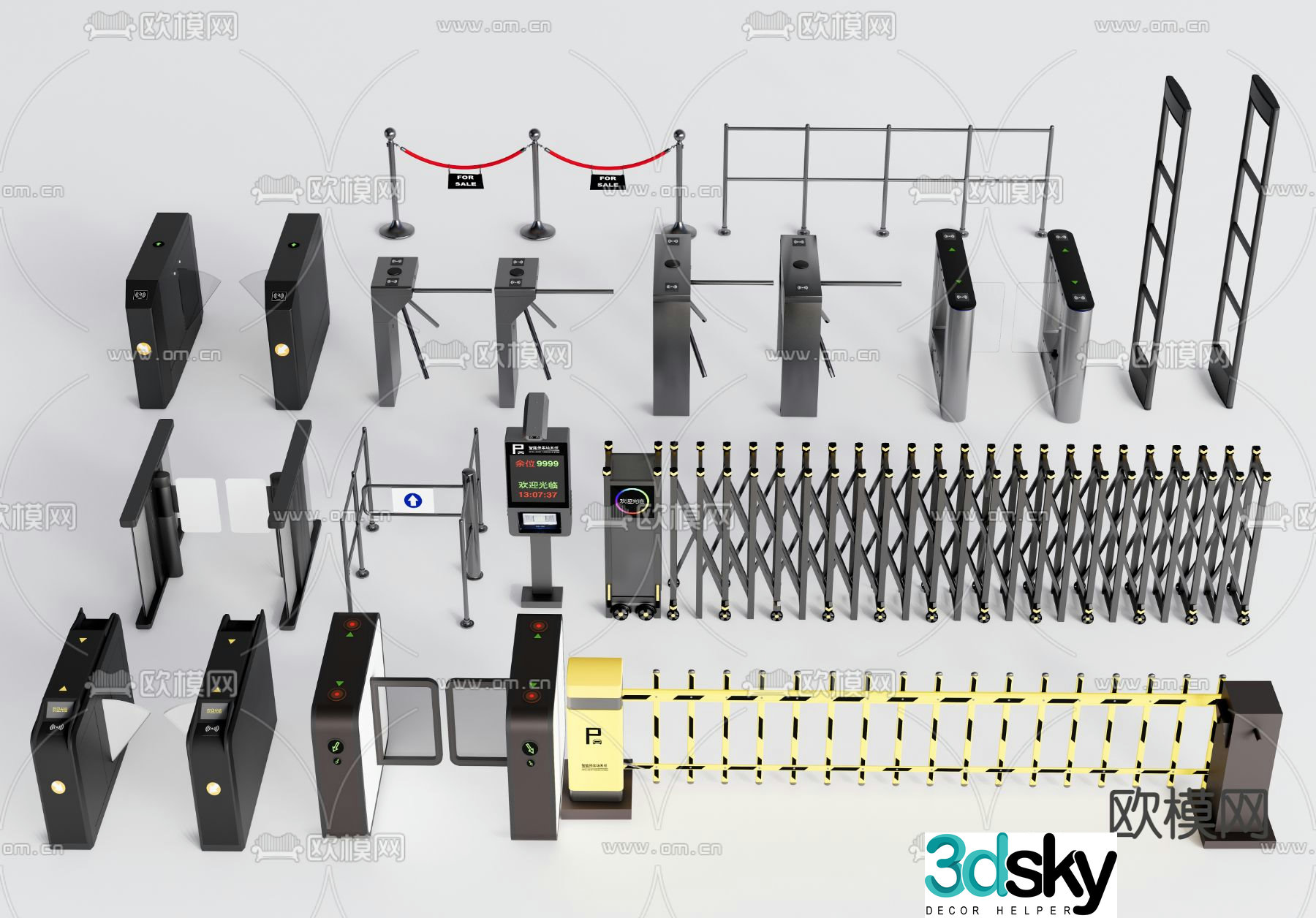 Modern access control machine swing gate security check entrance 3d model