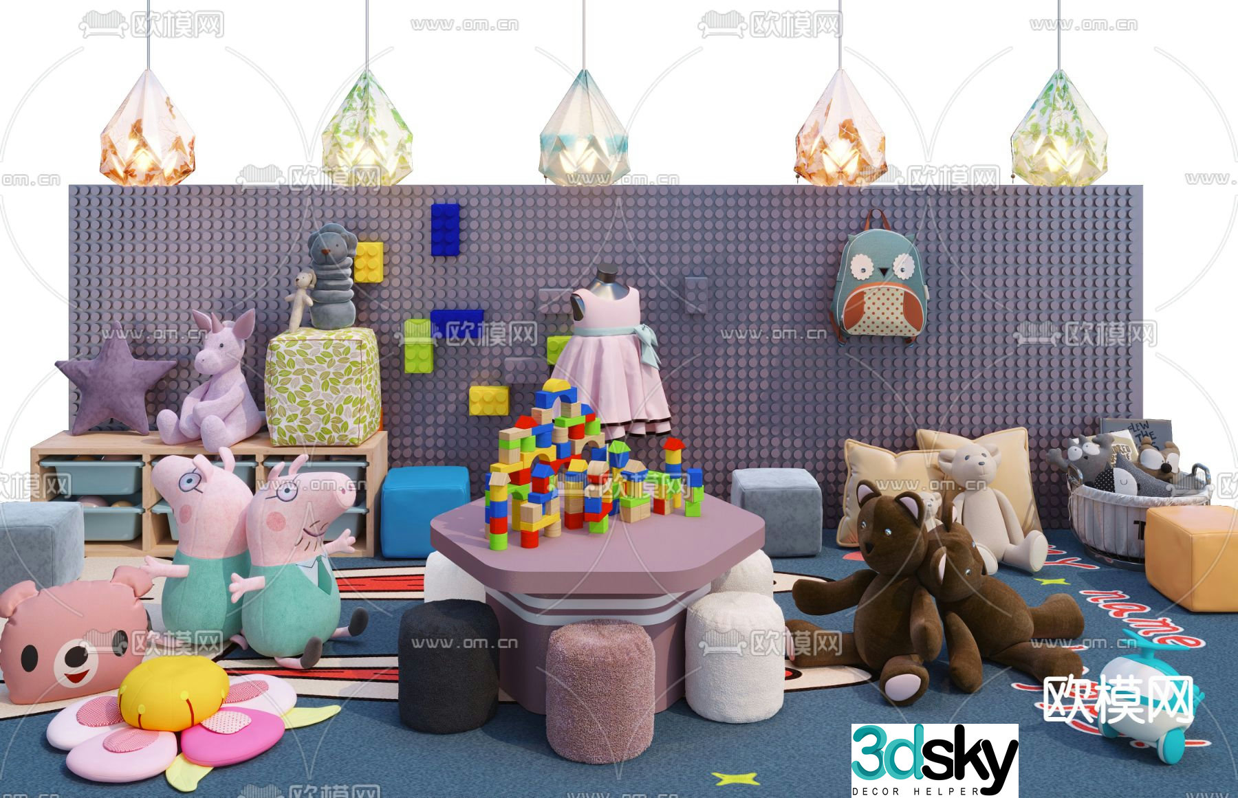 Modern children’s plush toy 3d model