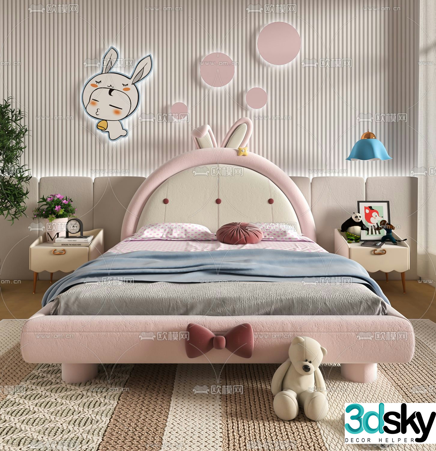 Modern girl child bed 3d model