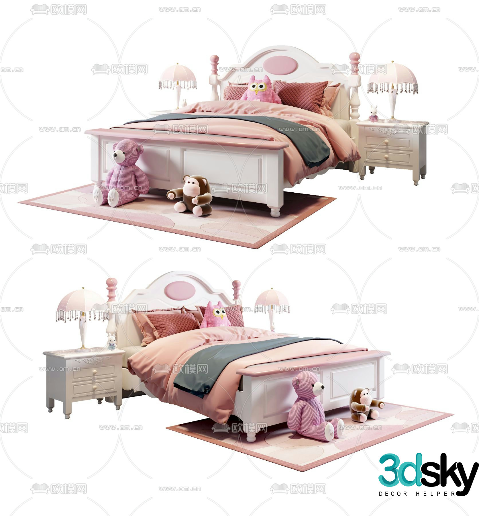 European style children’s bed daughter’s bed 3d model