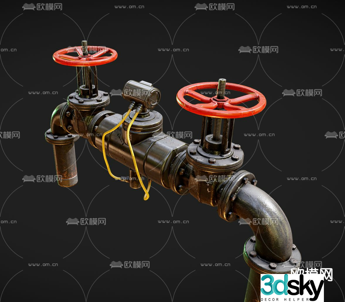 Modern water pipe piping industrial equipment 3d model