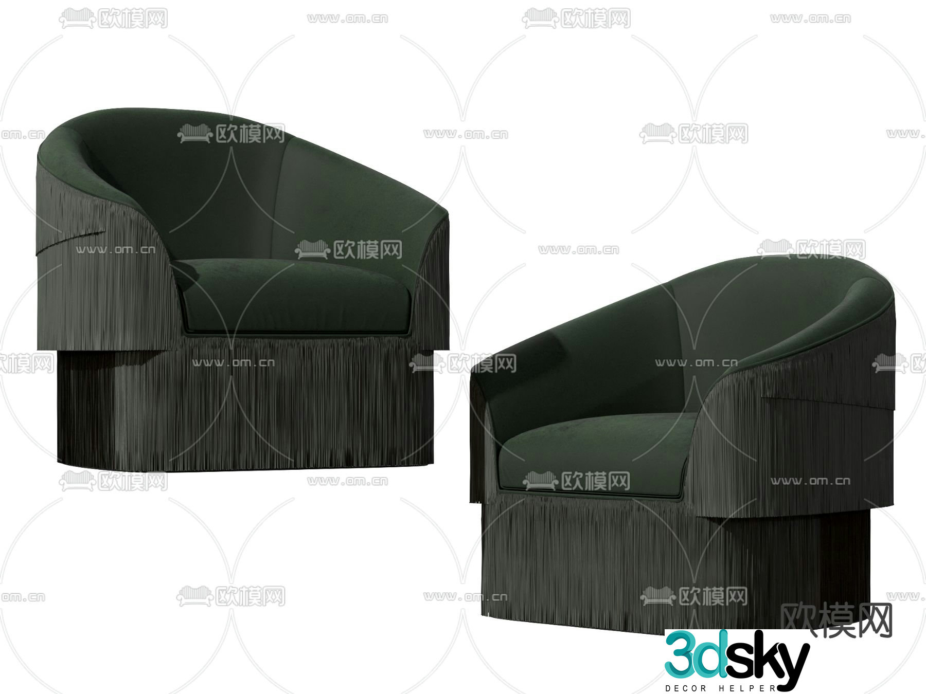 B&B italia modern fabric tassel single sofa 3d model