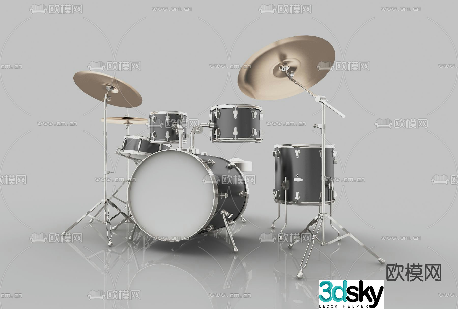 Modern drum set 3d model