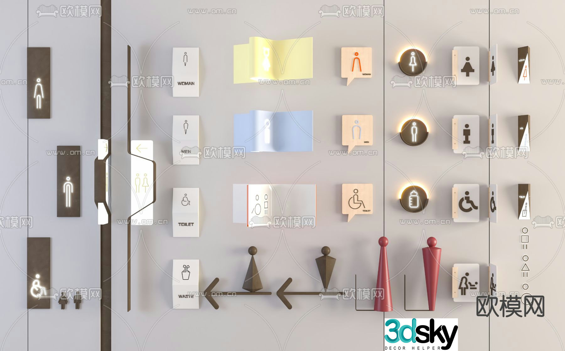 Modern bathroom signage 3d model