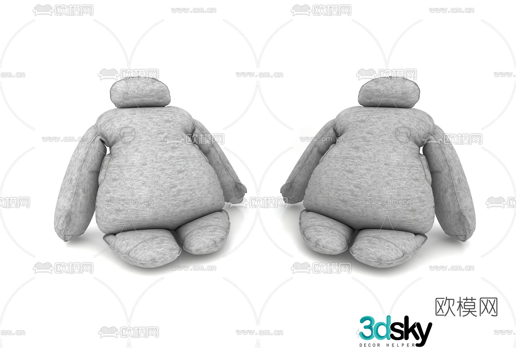 Modern big white doll toy 3d model