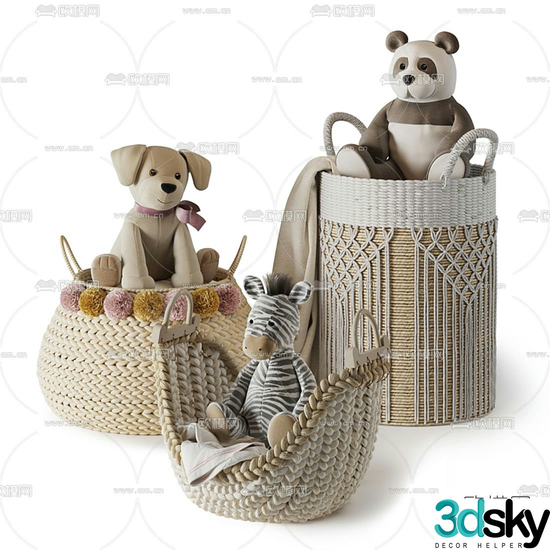 Modern children’s toy storage basket 3d model