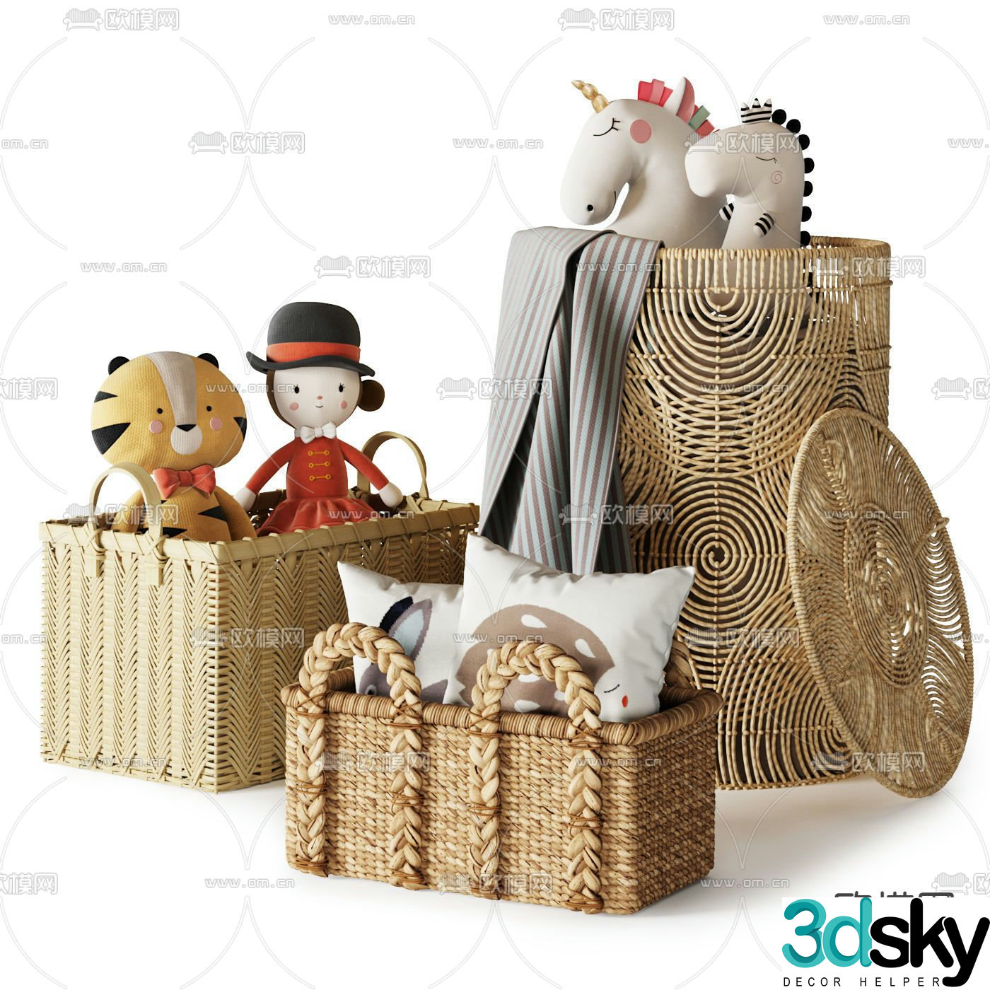 Nordic Toy Doll Storage Basket 3D Model