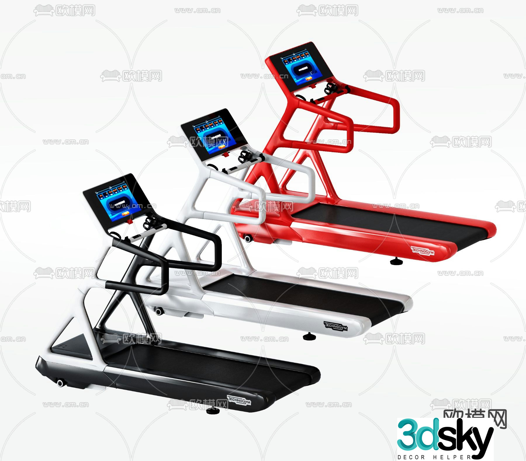 Modern treadmill 3d model
