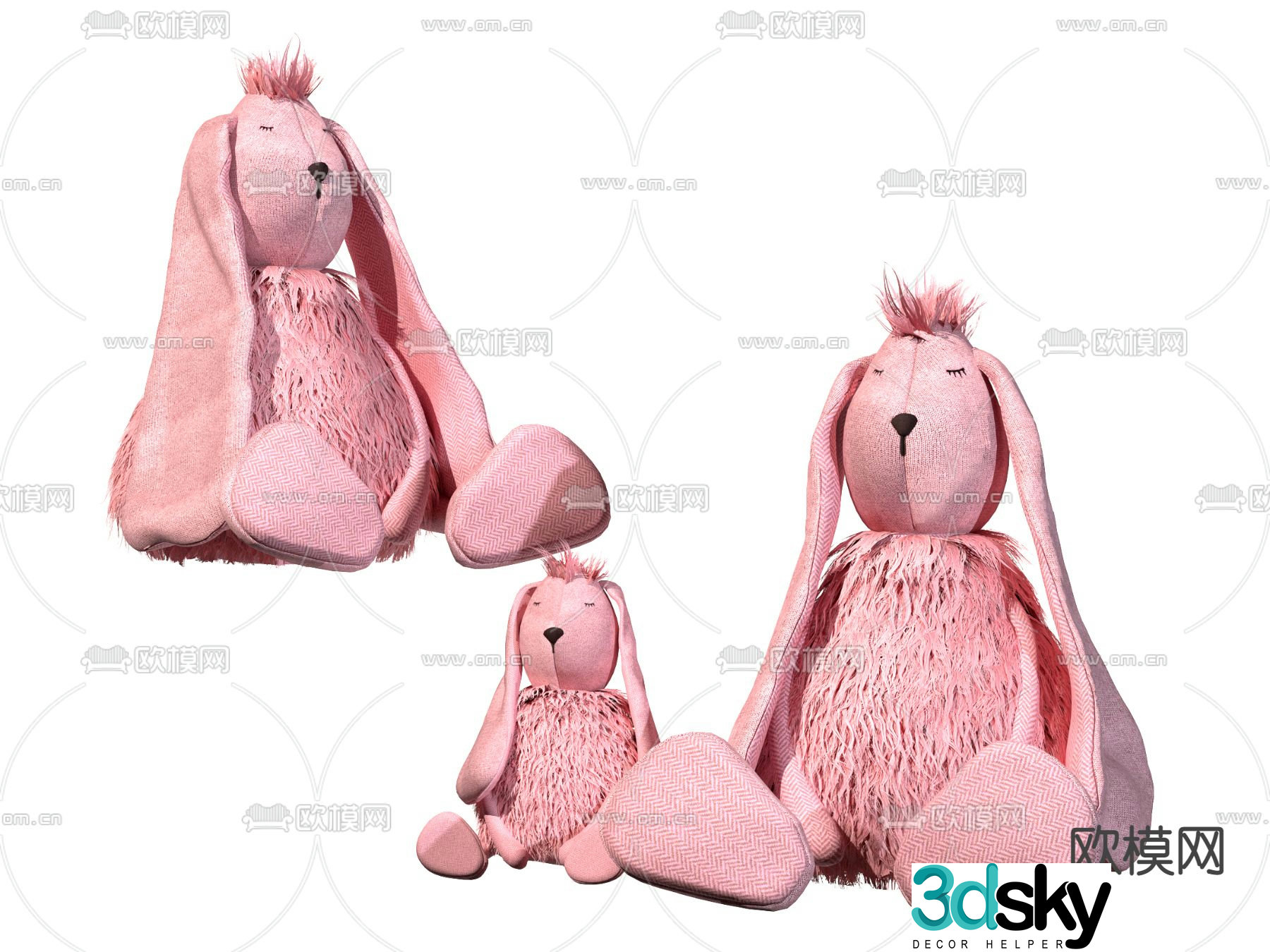 Modern children’s plush toy rabbit doll 3d model