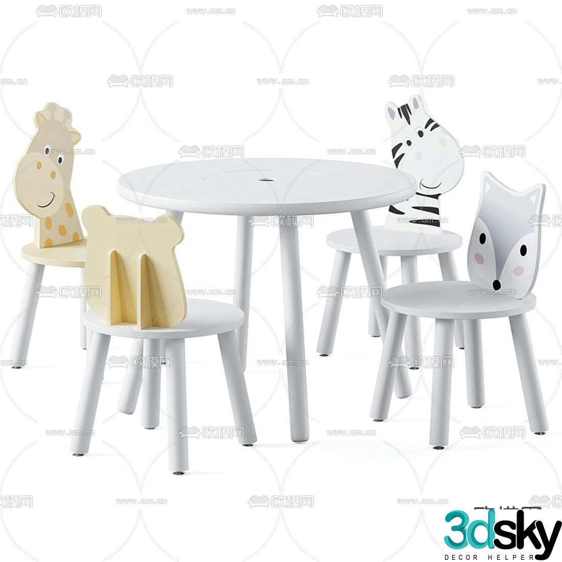 Modern children’s table and chair 3d model