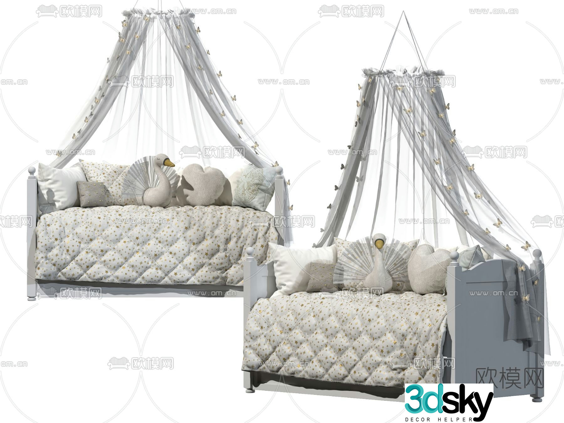 Modern fabric children’s sofa bed 3d model