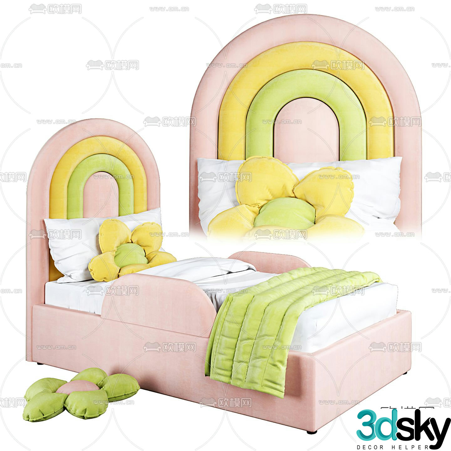 Modern fabric children’s bed 3d model