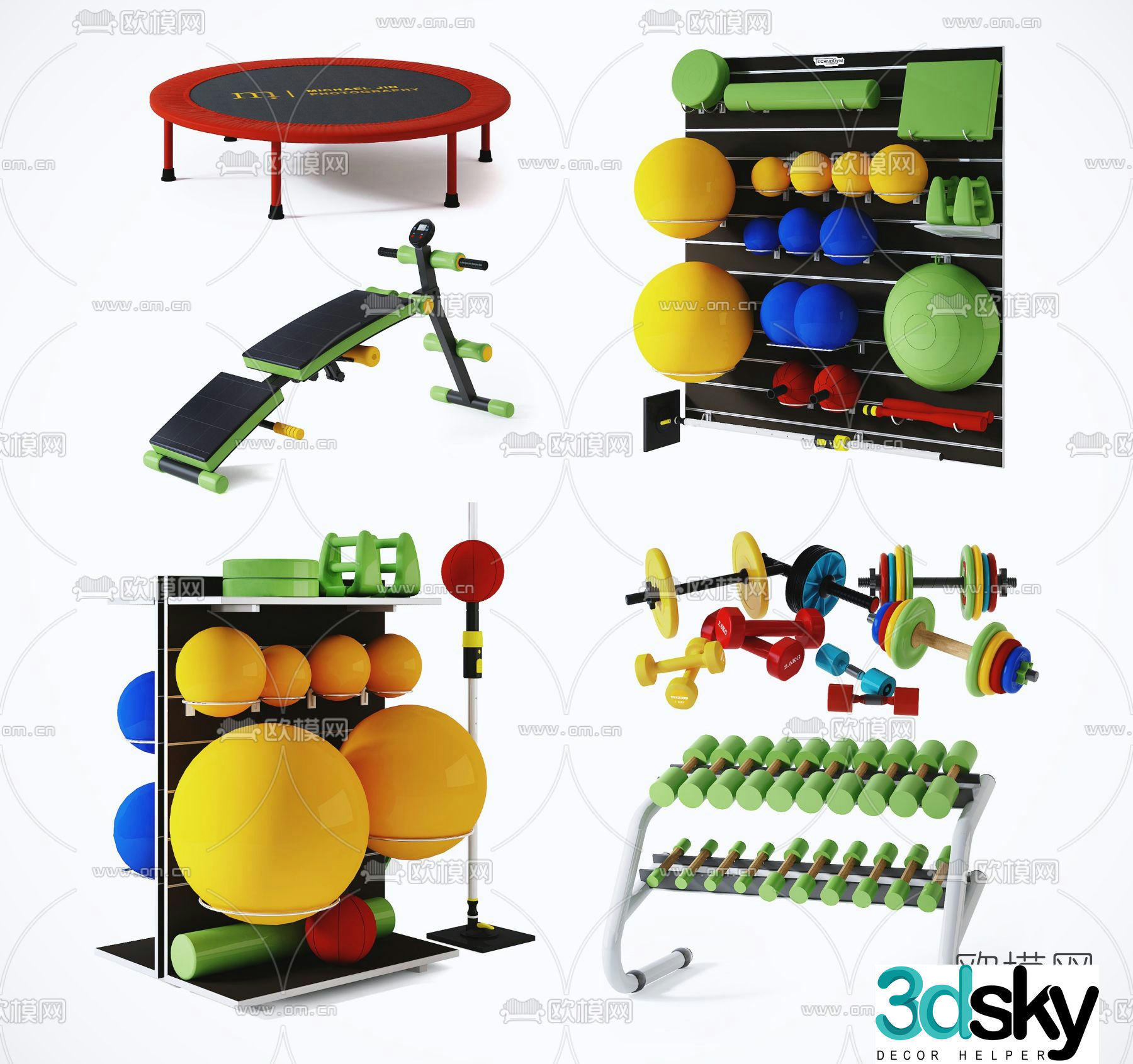 Modern fitness equipment 3d model