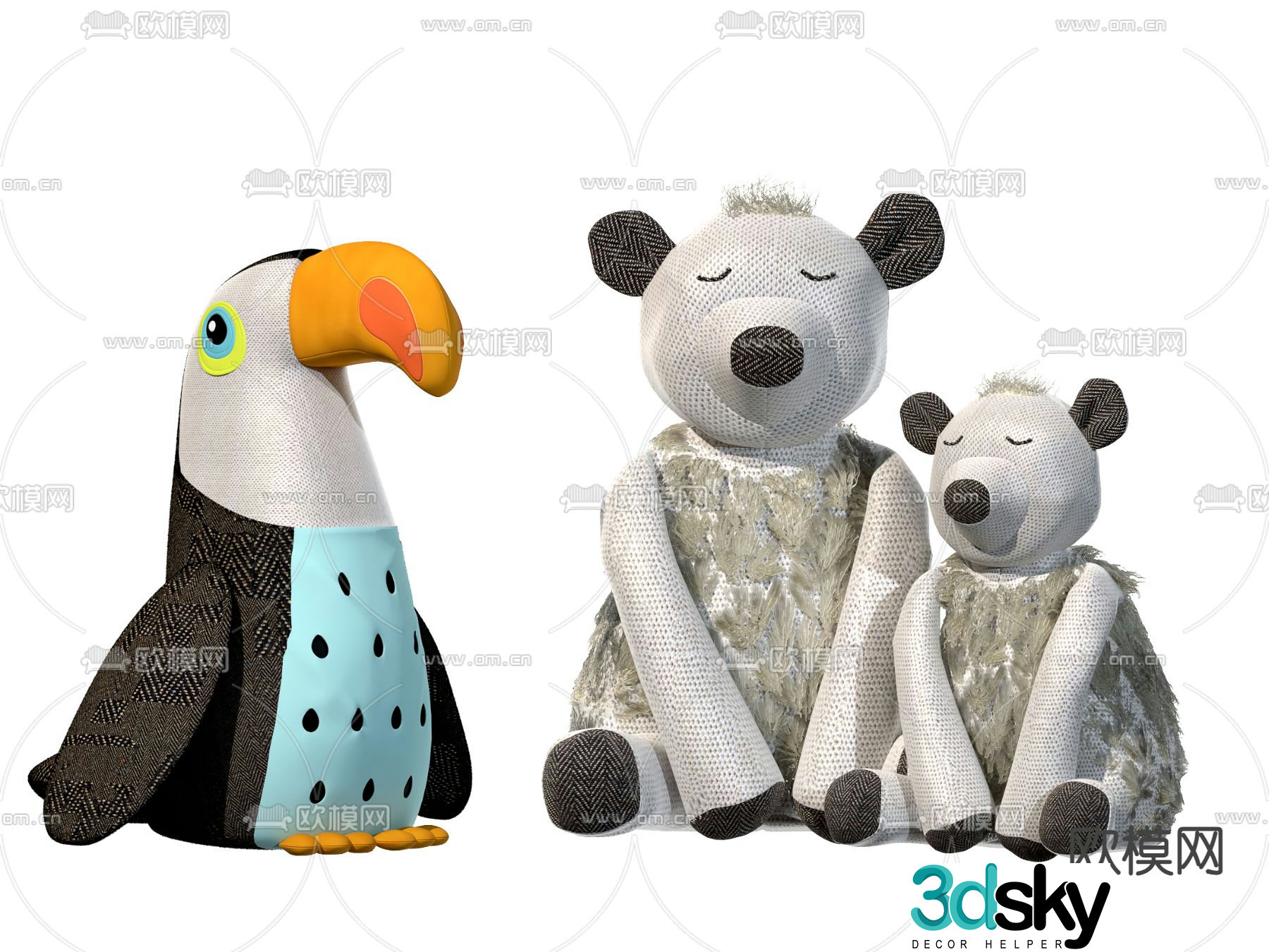 Modern cartoon plush toy 3d model