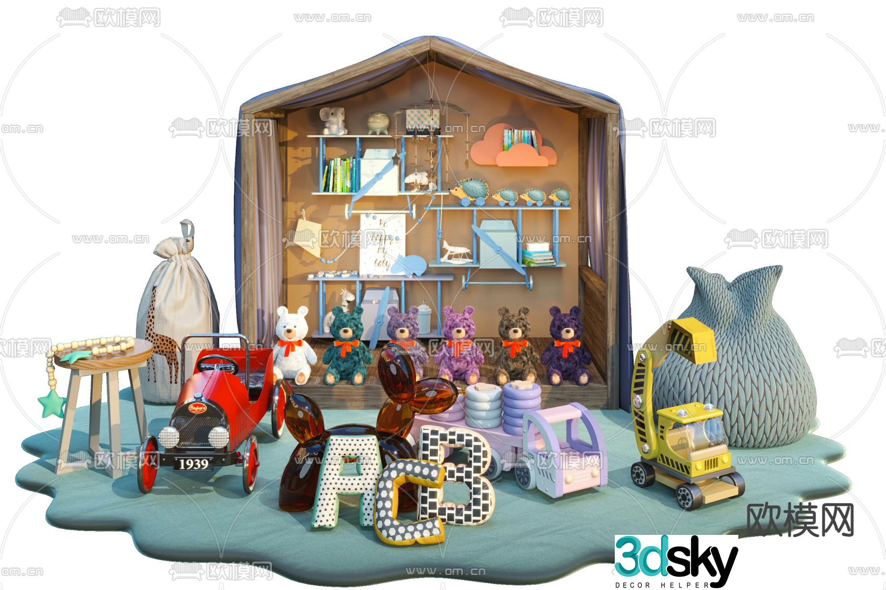Modern children’s plush toy 3d model