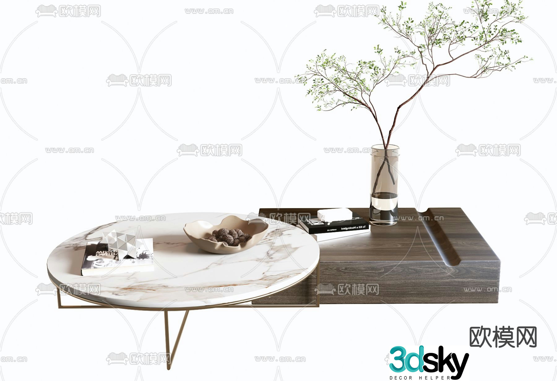 B&B italia modern marble coffee table 3d model