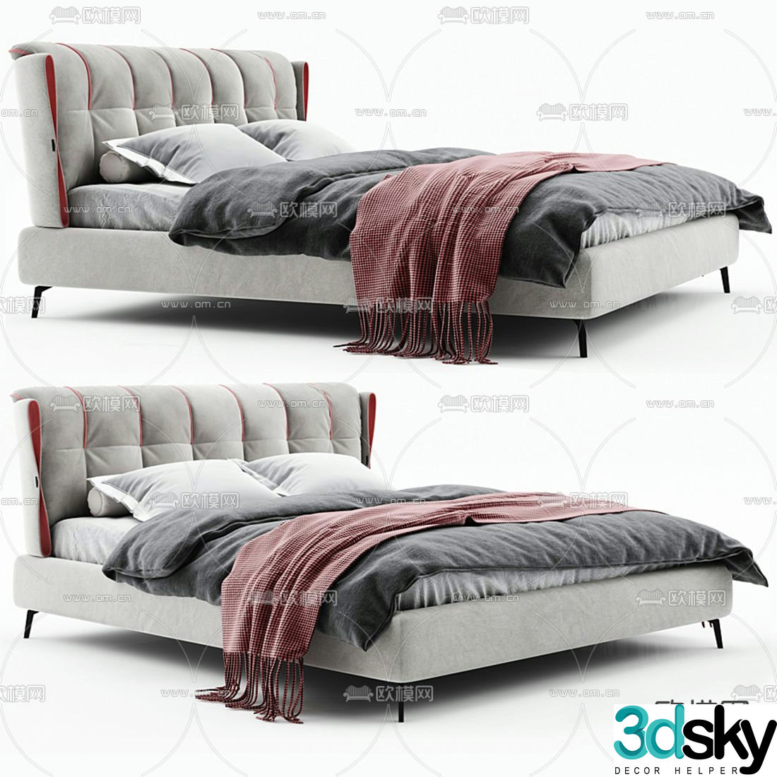 Natuzzi modern fabric double bed 3d model