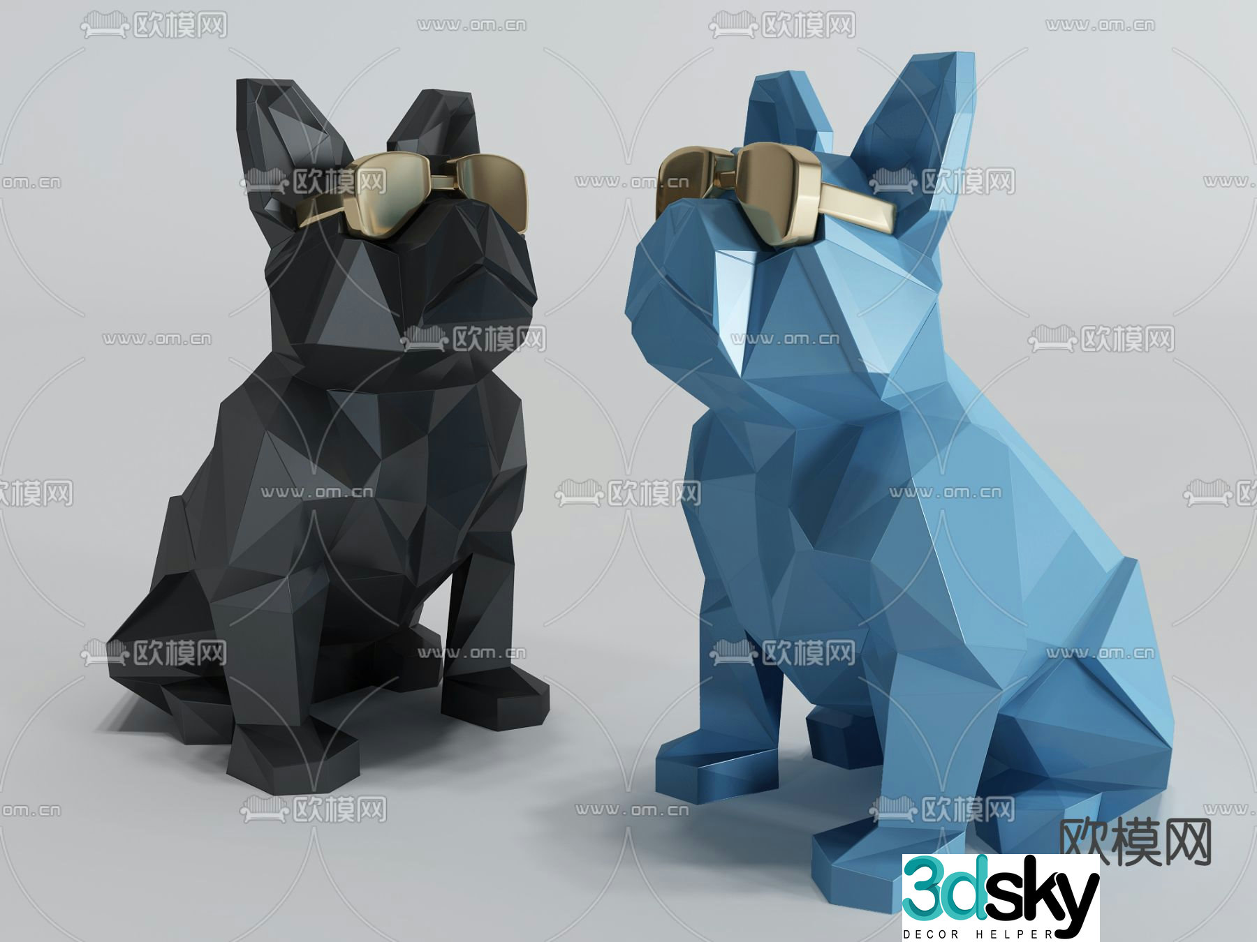 Modern toy geometric dog 3d model