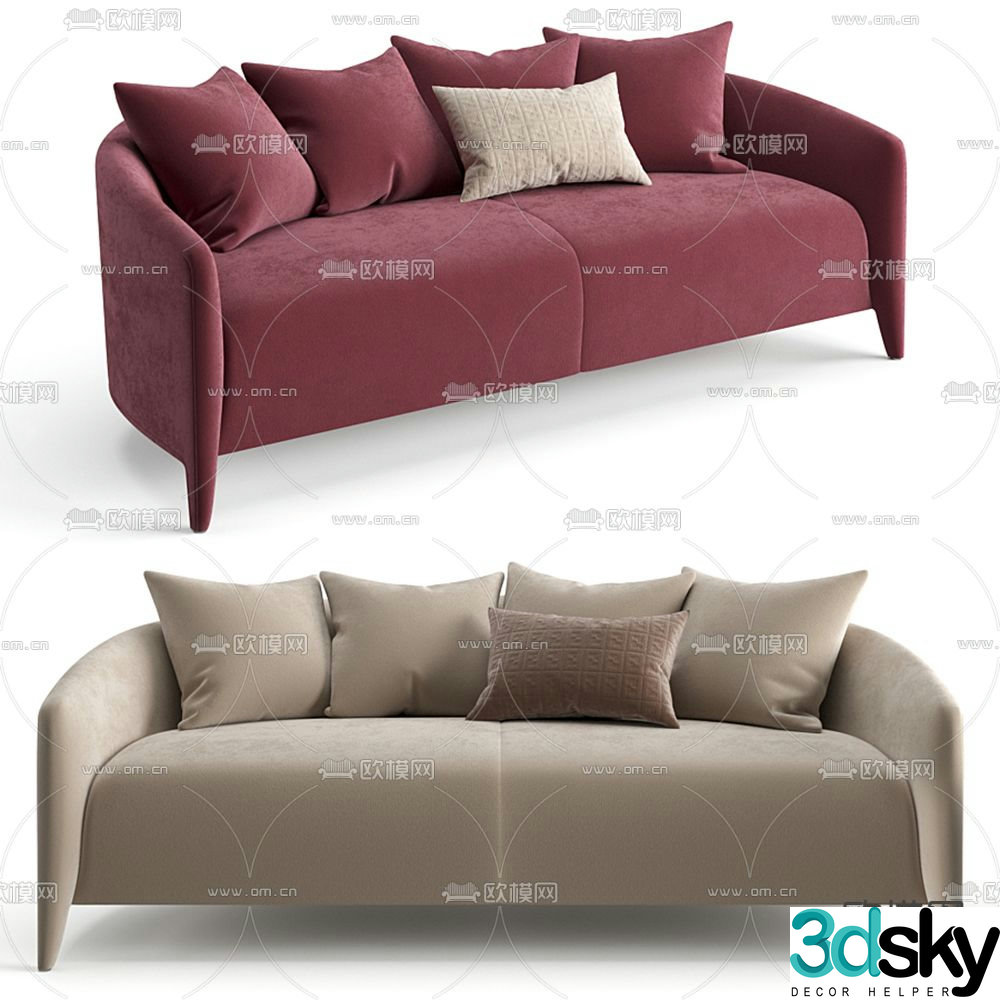 Fendi modern fabric love seat 3d model