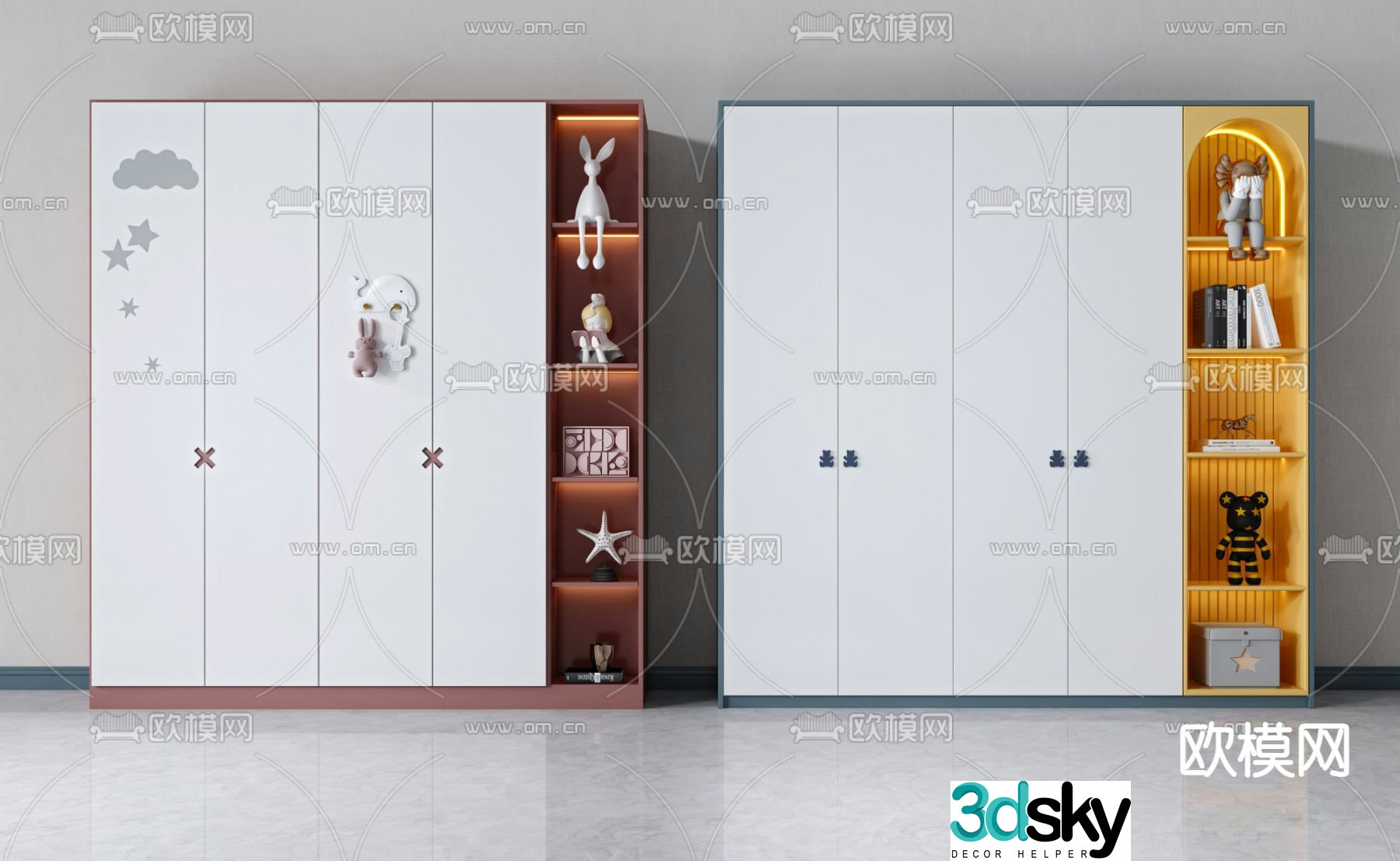 Modern children’s wardrobe 3d model