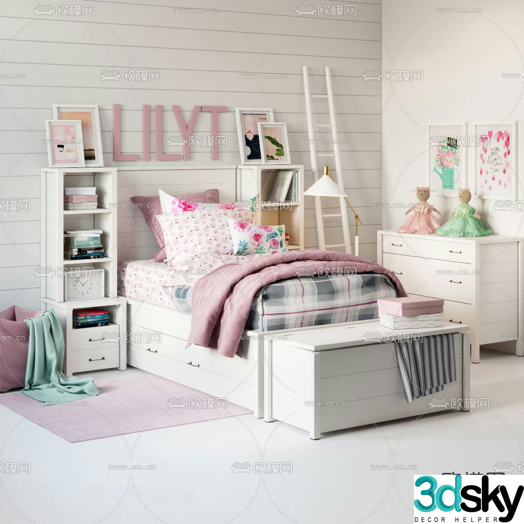 Nordic children’s bed 3d model