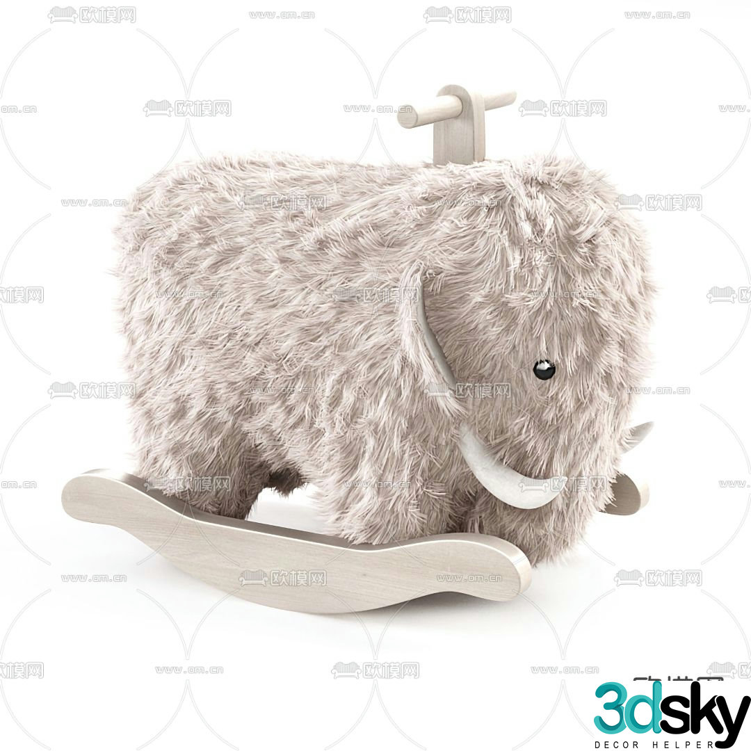 Modern children’s plush elephant rocking horse toy 3d model