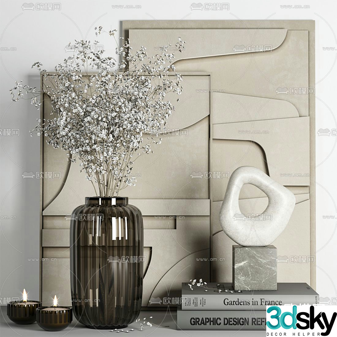 Cor modern book vase scented candle ornament 3d model