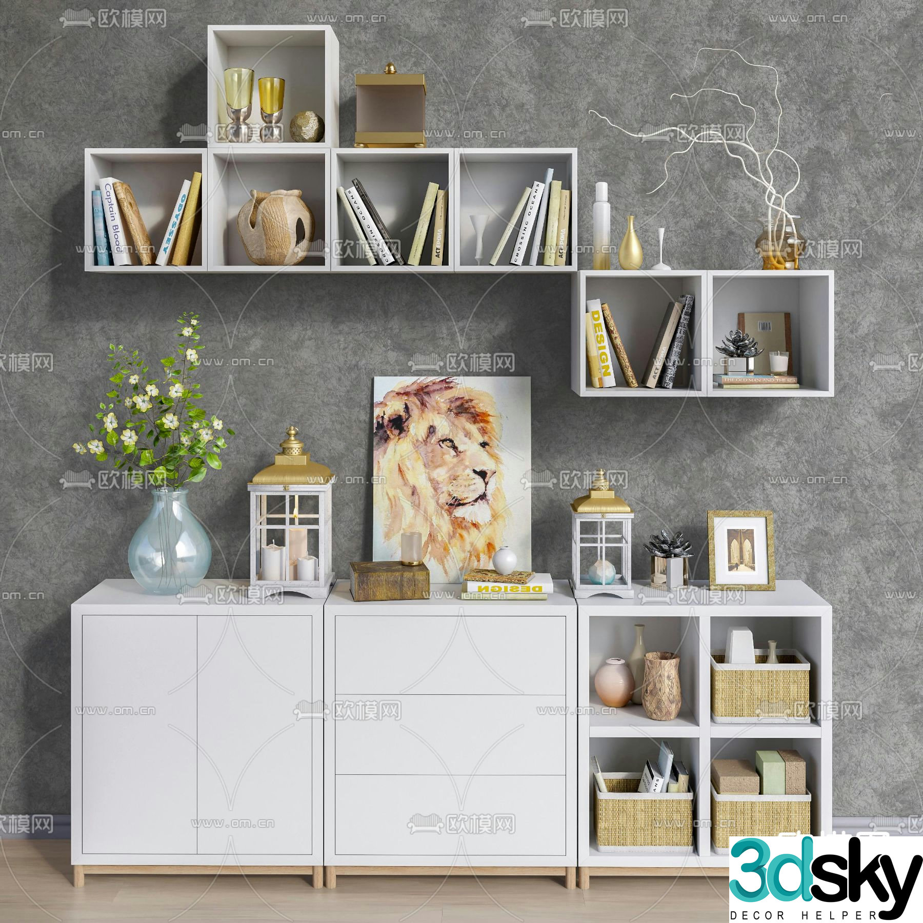 Modern children’s decorative cabinet wall decoration bookshelf 3d model