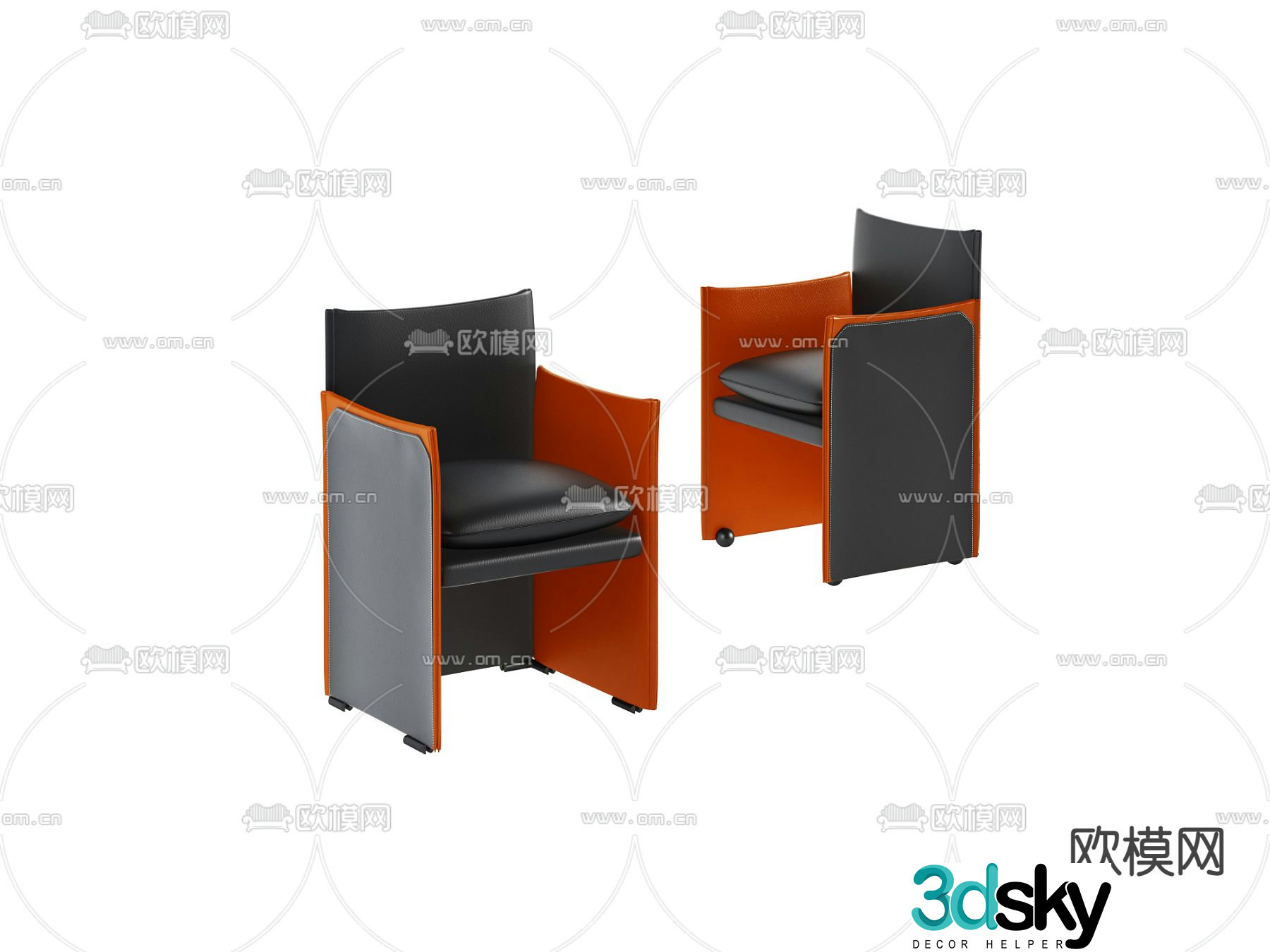 Cassina leather lounge chair 3d model