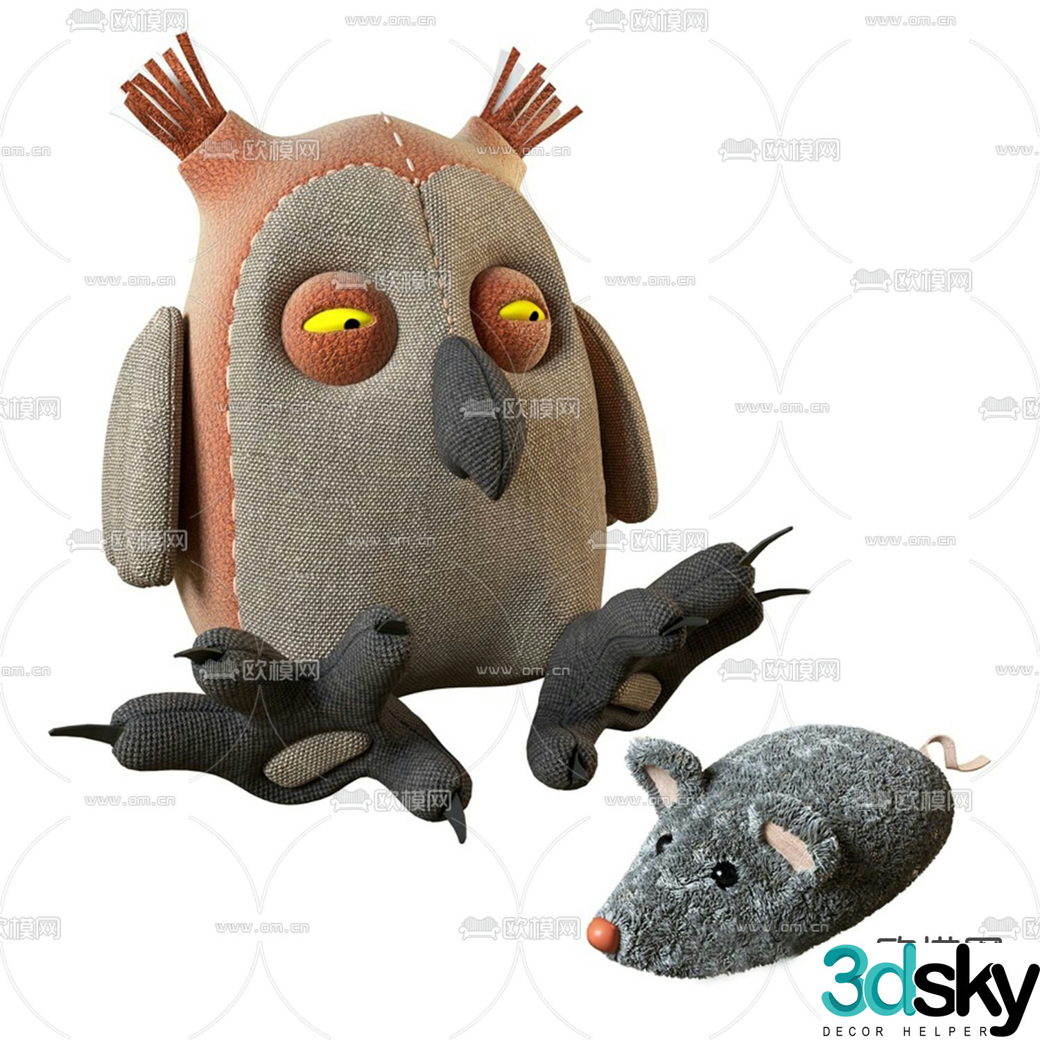 Modern owl mouse doll 3d model