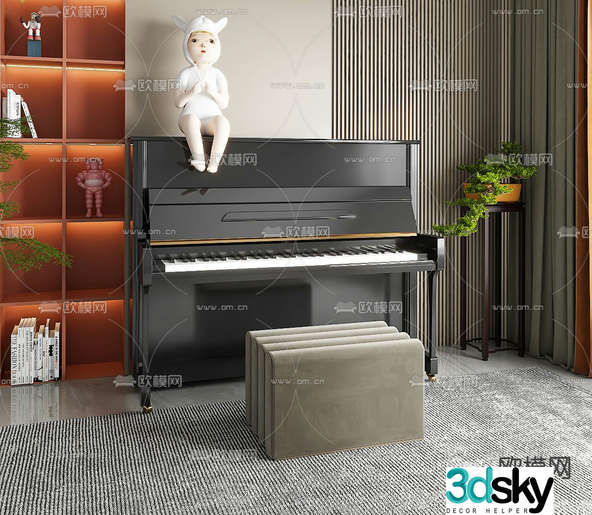 modern piano 3d model