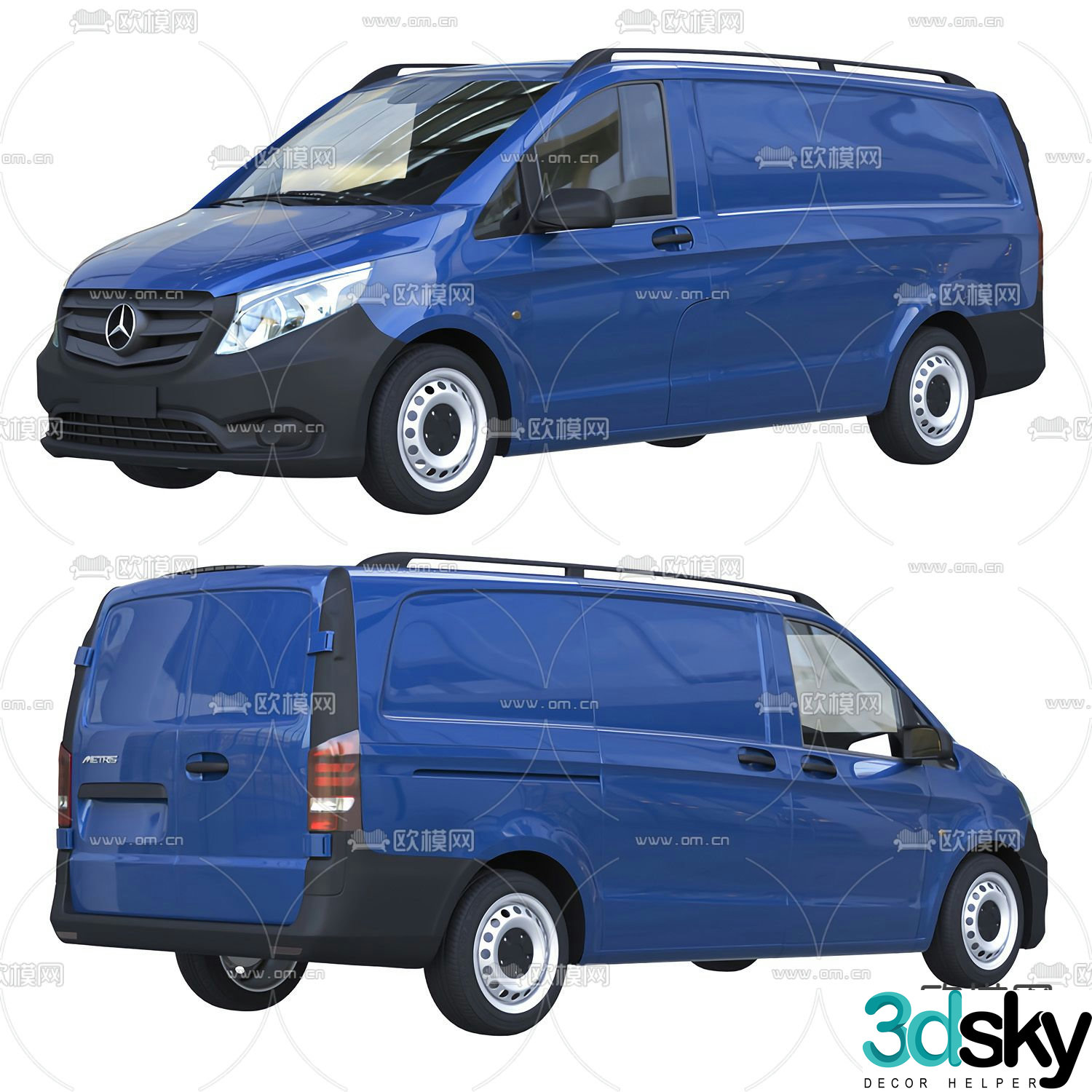 Modern blue Mercedes Benz business car 3d model