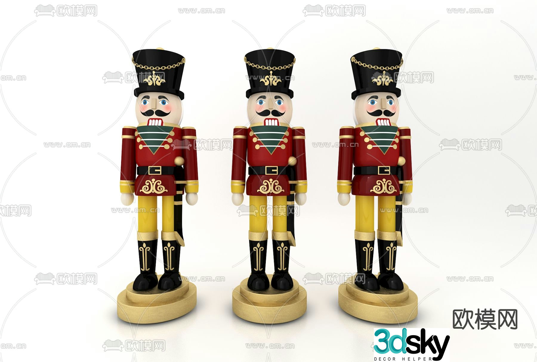 Modern nutcracker soldier toy 3d model