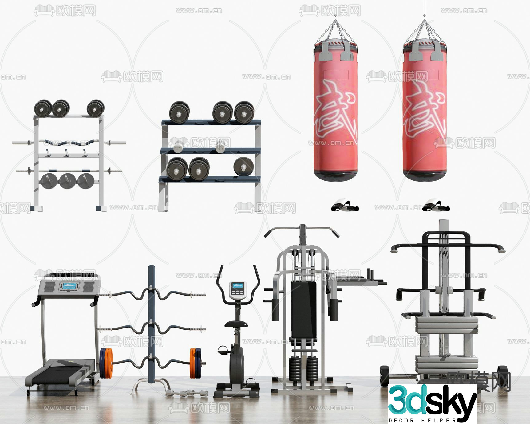 Modern sandbag dumbbell fitness equipment 3d model