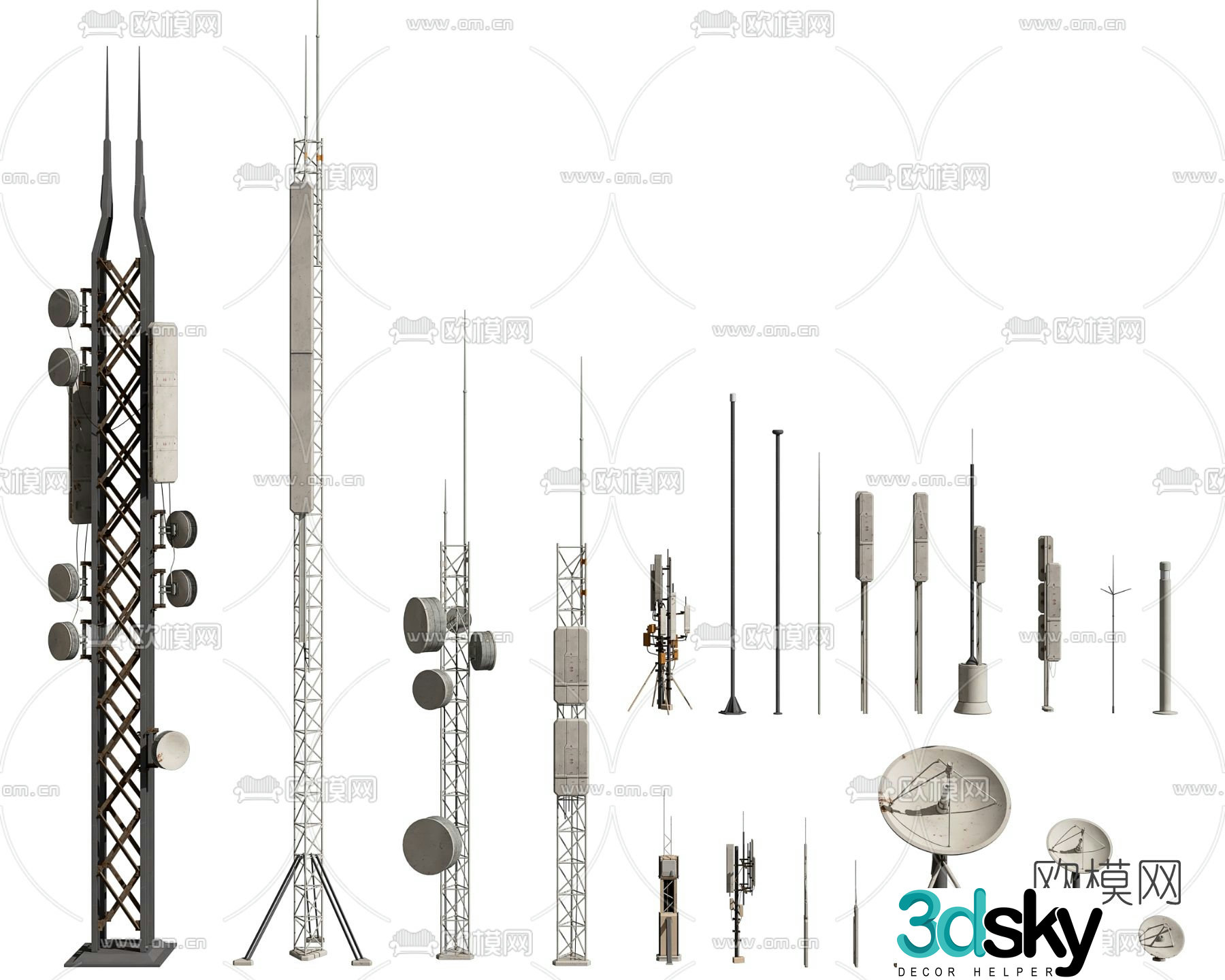 Modern radar antenna signal tower signal receiver 3d model