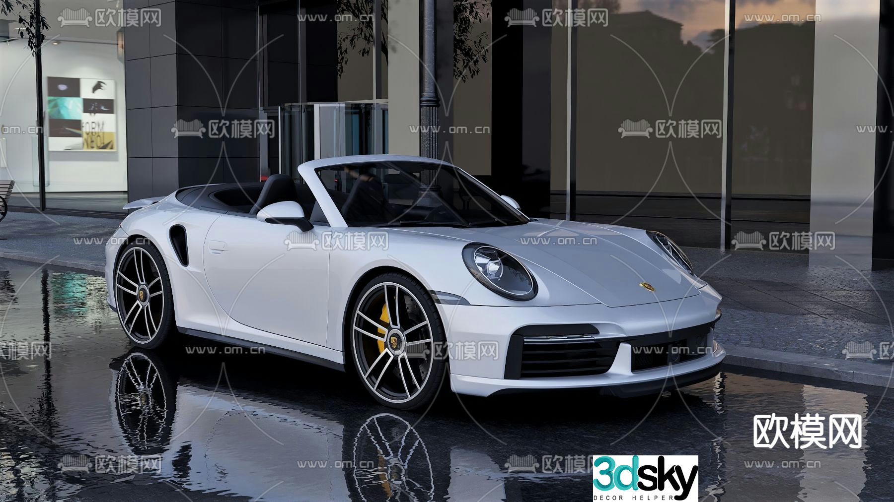 Modern white roadster 3d model