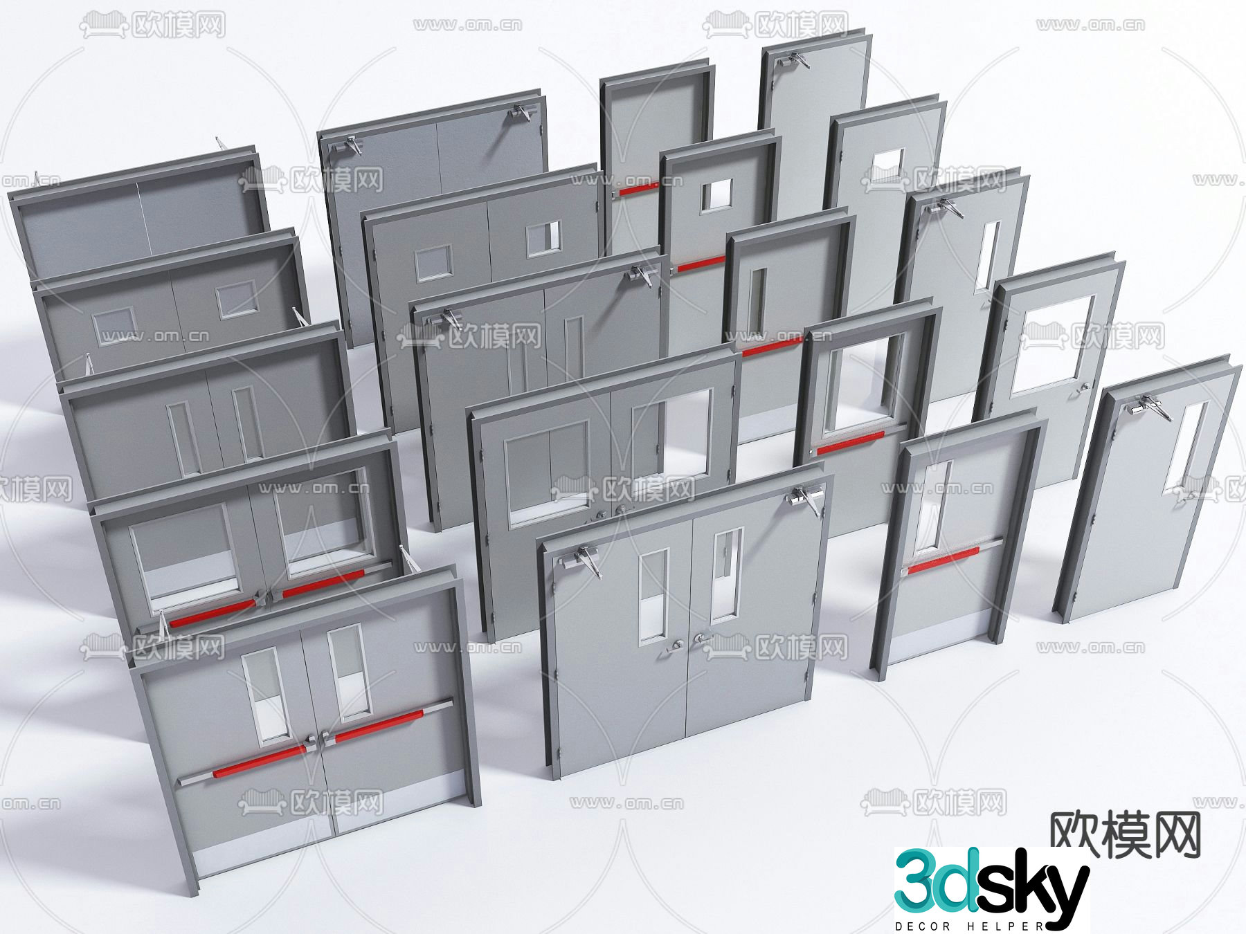 Modern fire door safety door 3d model