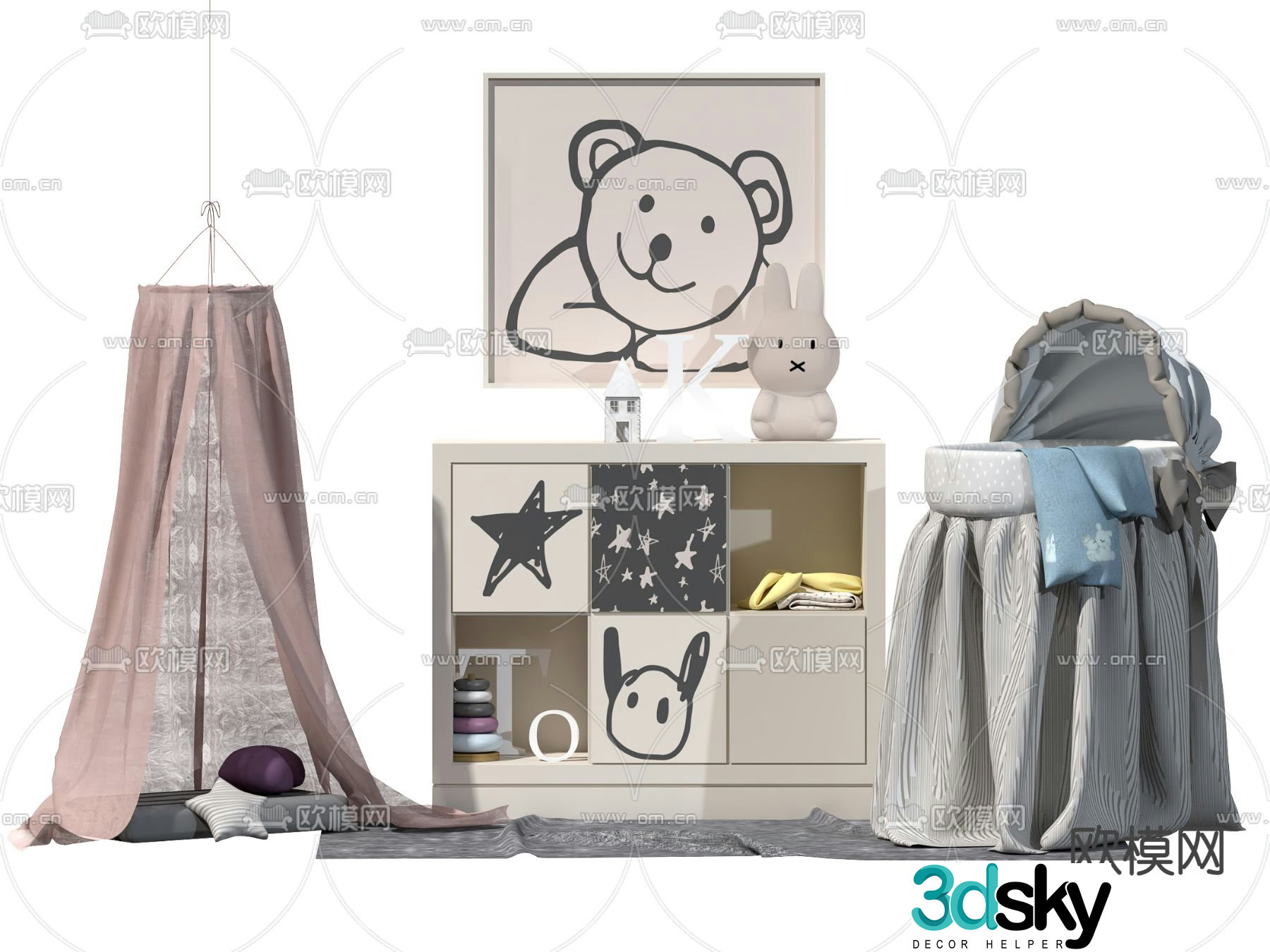 Modern children’s tent crib 3d model