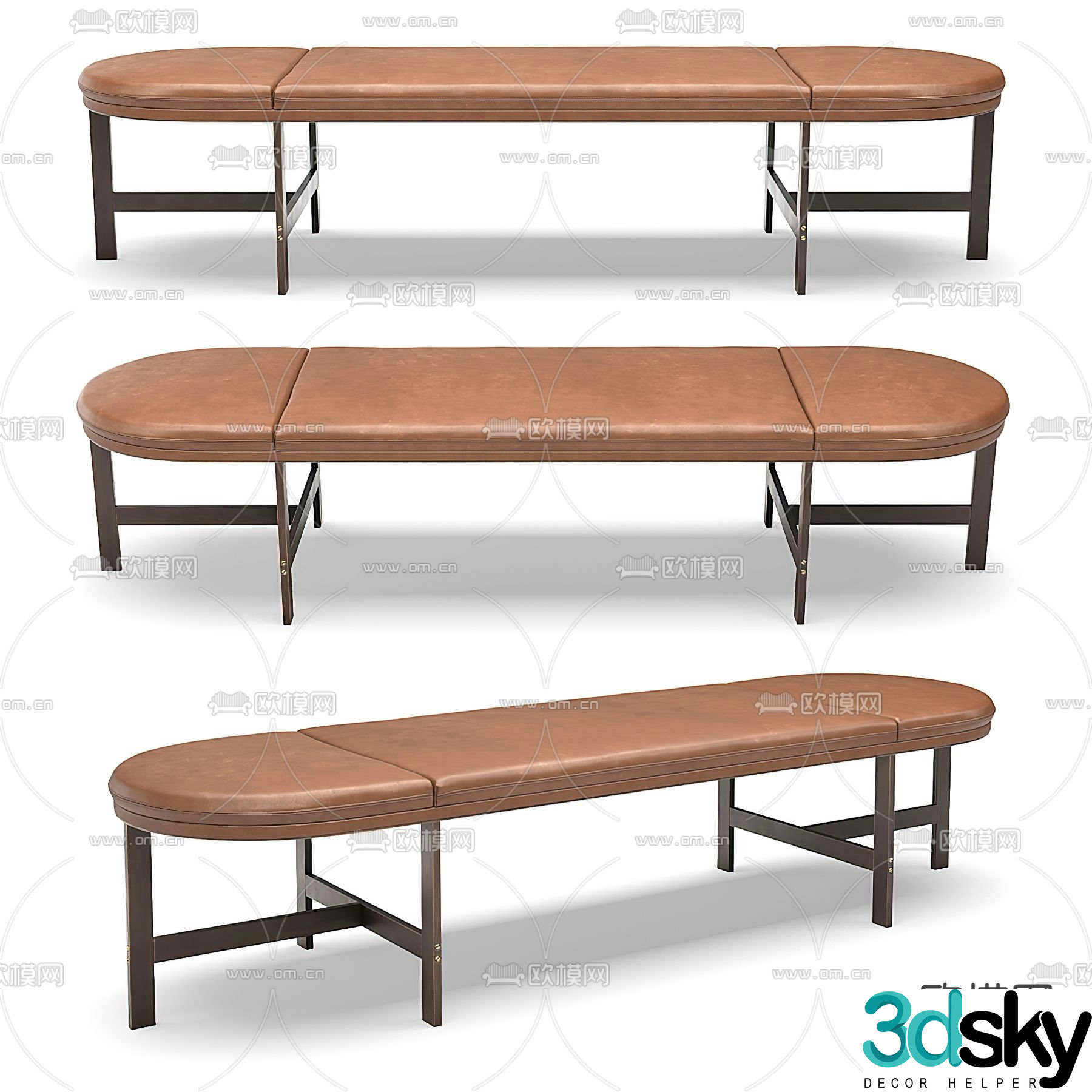 BAXTER leather bed end stool 3d model