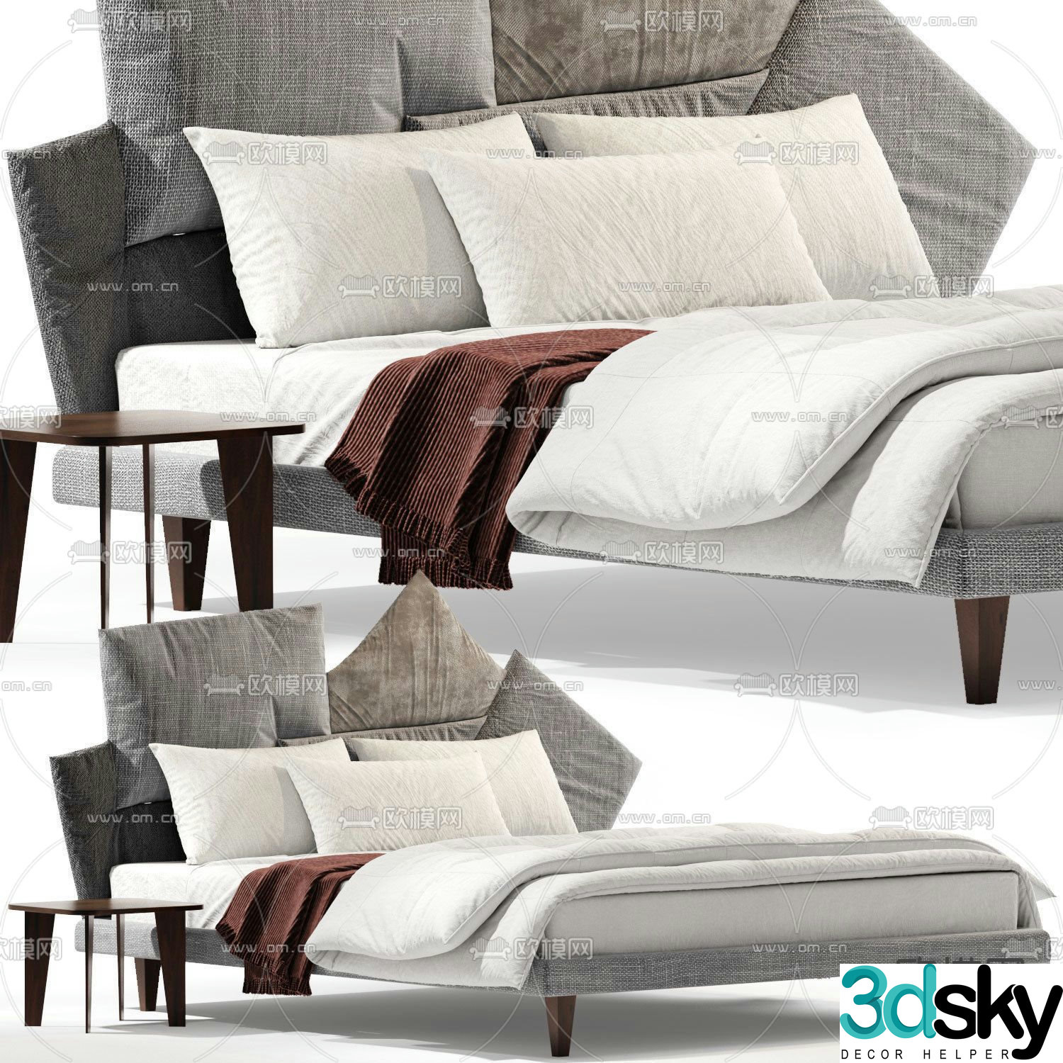 Bonaldo modern fabric double bed 3d model