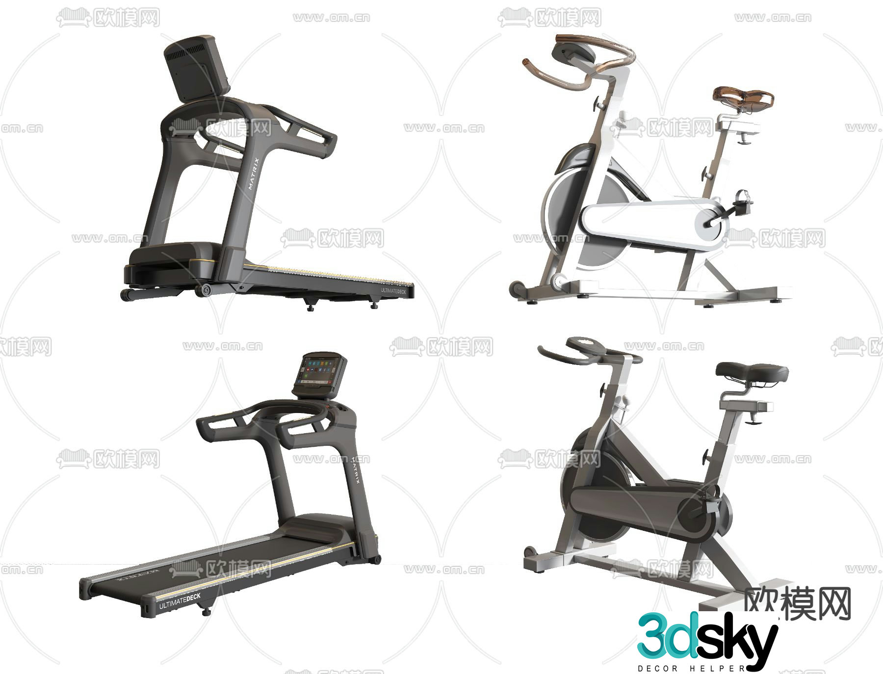 Modern spinning bike treadmill 3d model