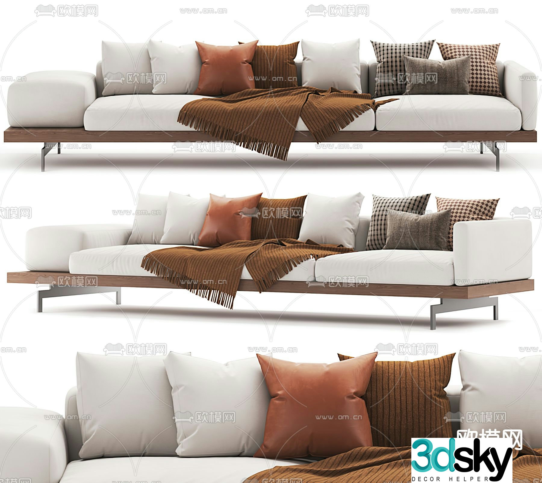B&B italia modern fabric multi-seater sofa 3d model