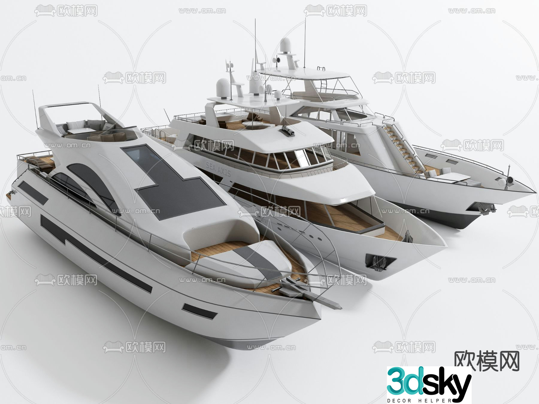 Modern yacht sailing ship 3d model