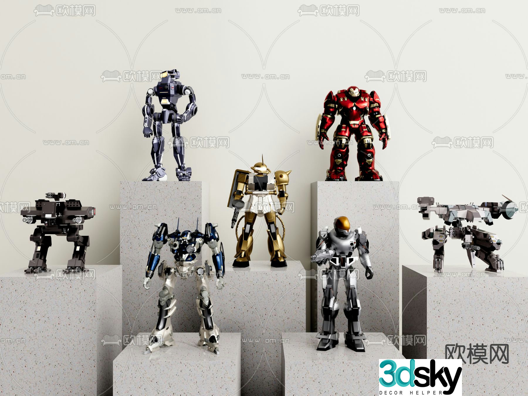 Modern toy figure Gundam robot collectible figure 3d model