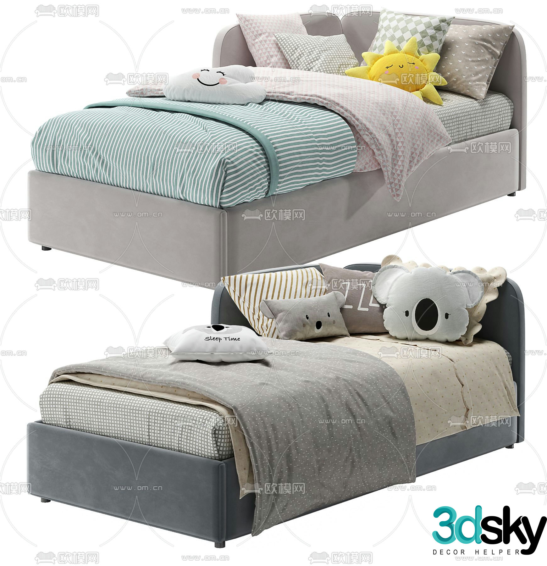 Modern children’s single bed 3d model