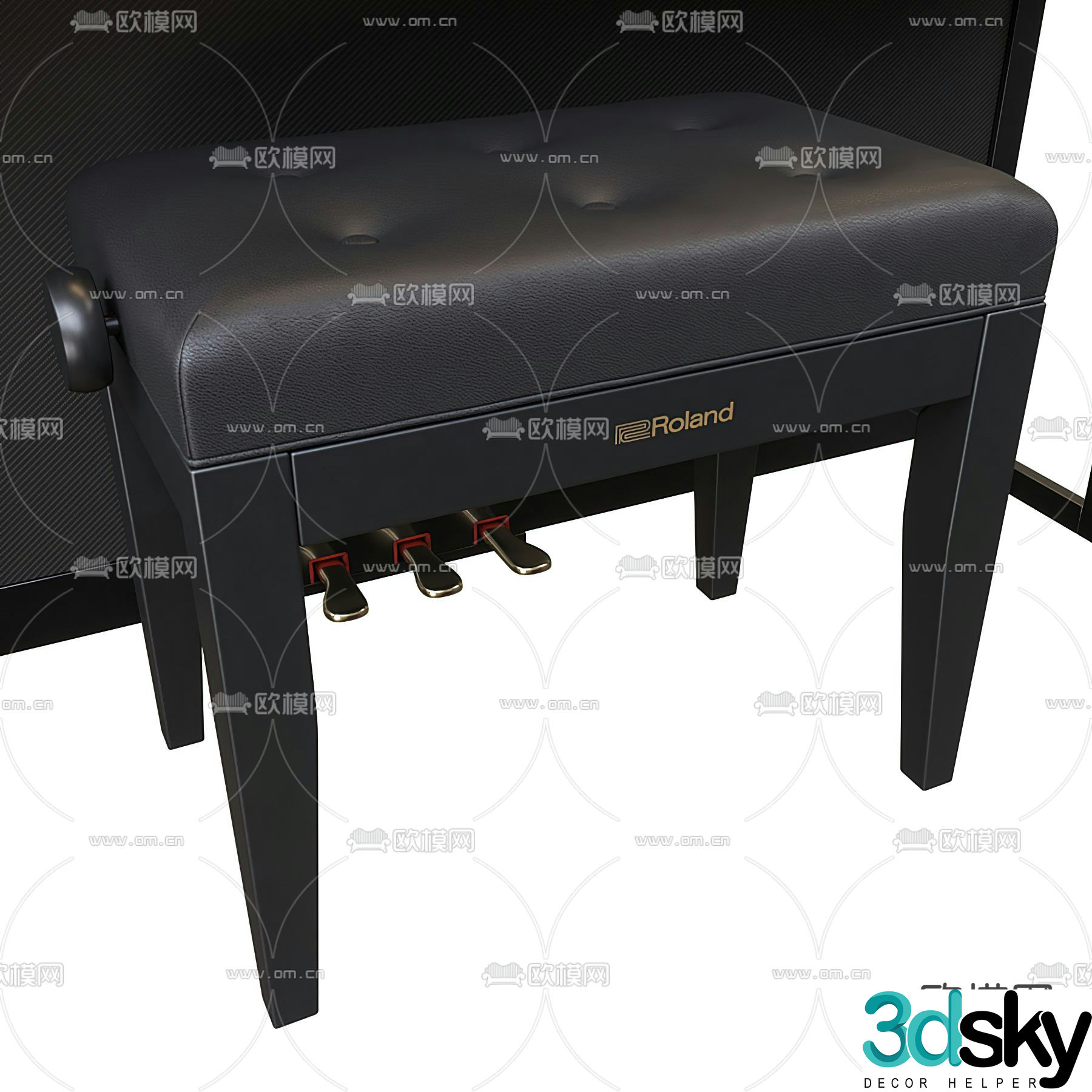 Modern lacquered piano 3d model