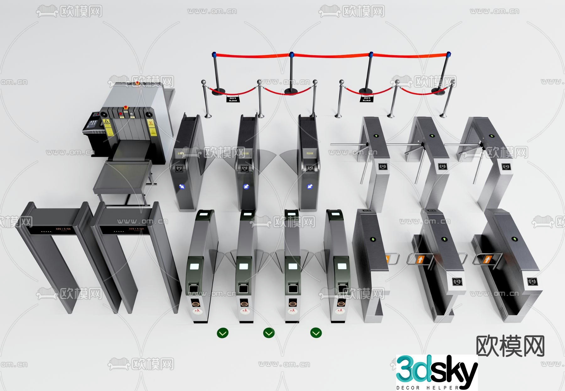 Modern access gate security inspection entrance swing gate 3d model