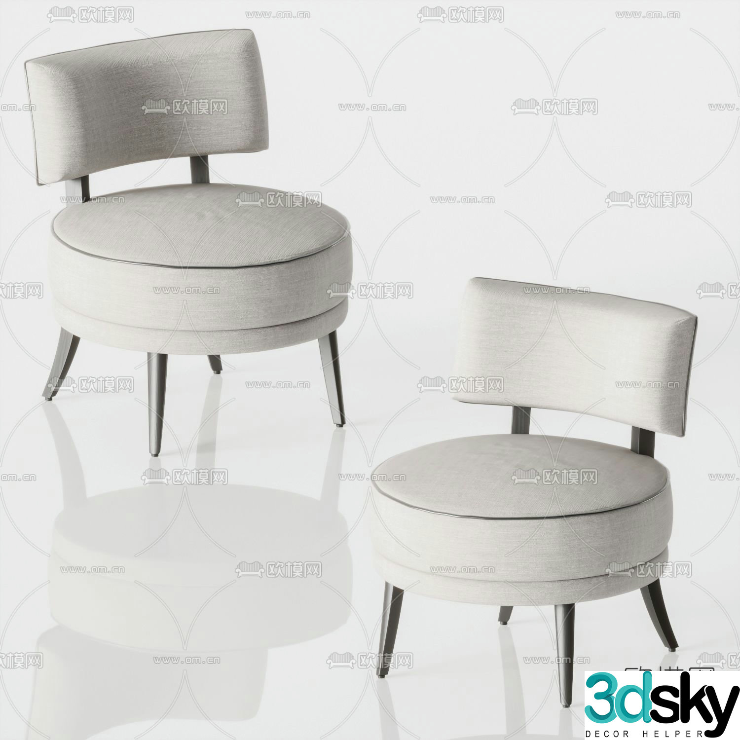 Cor modern fabric single sofa 3d model