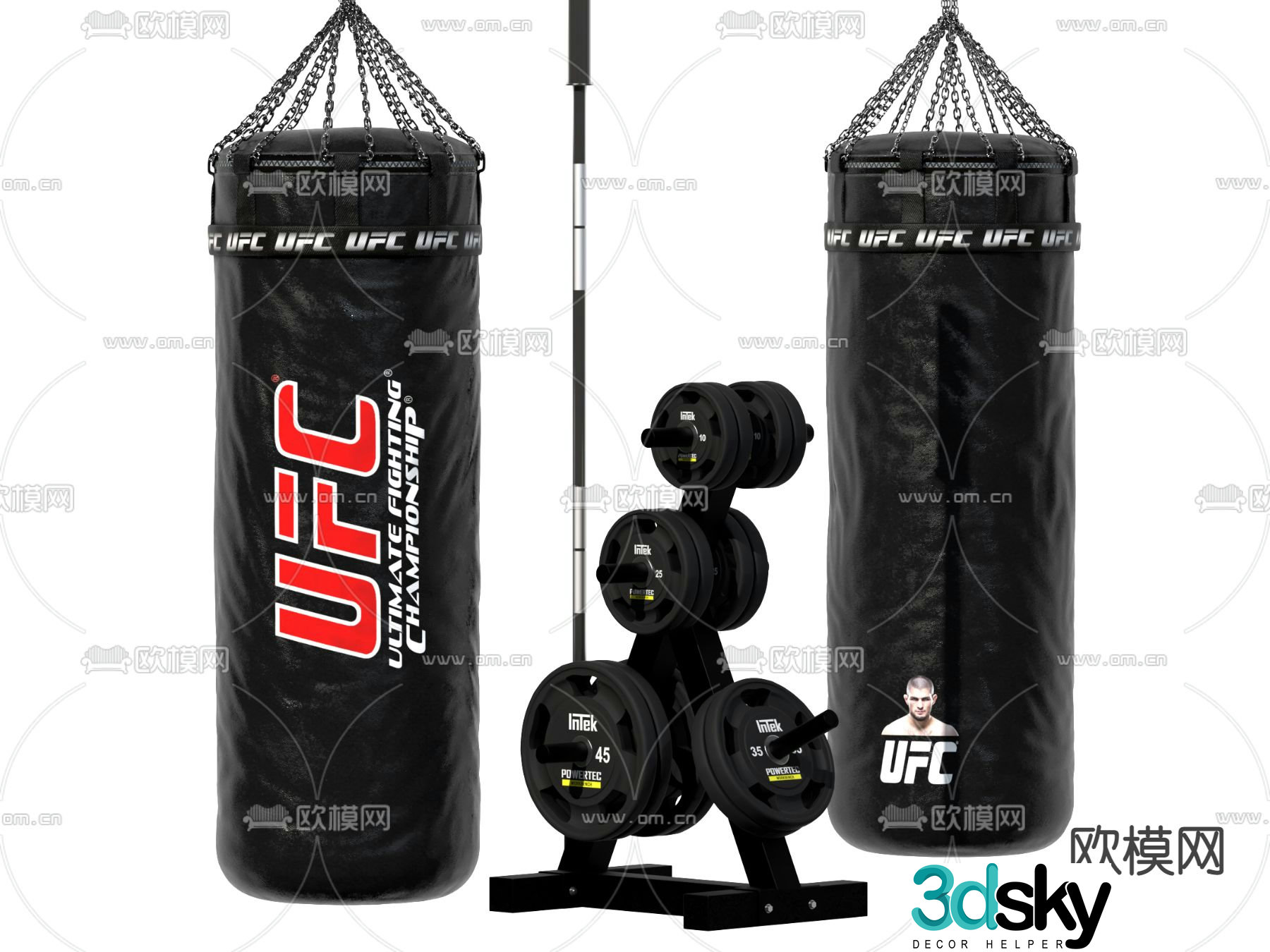 Modern boxing punching bag fitness equipment 3d model