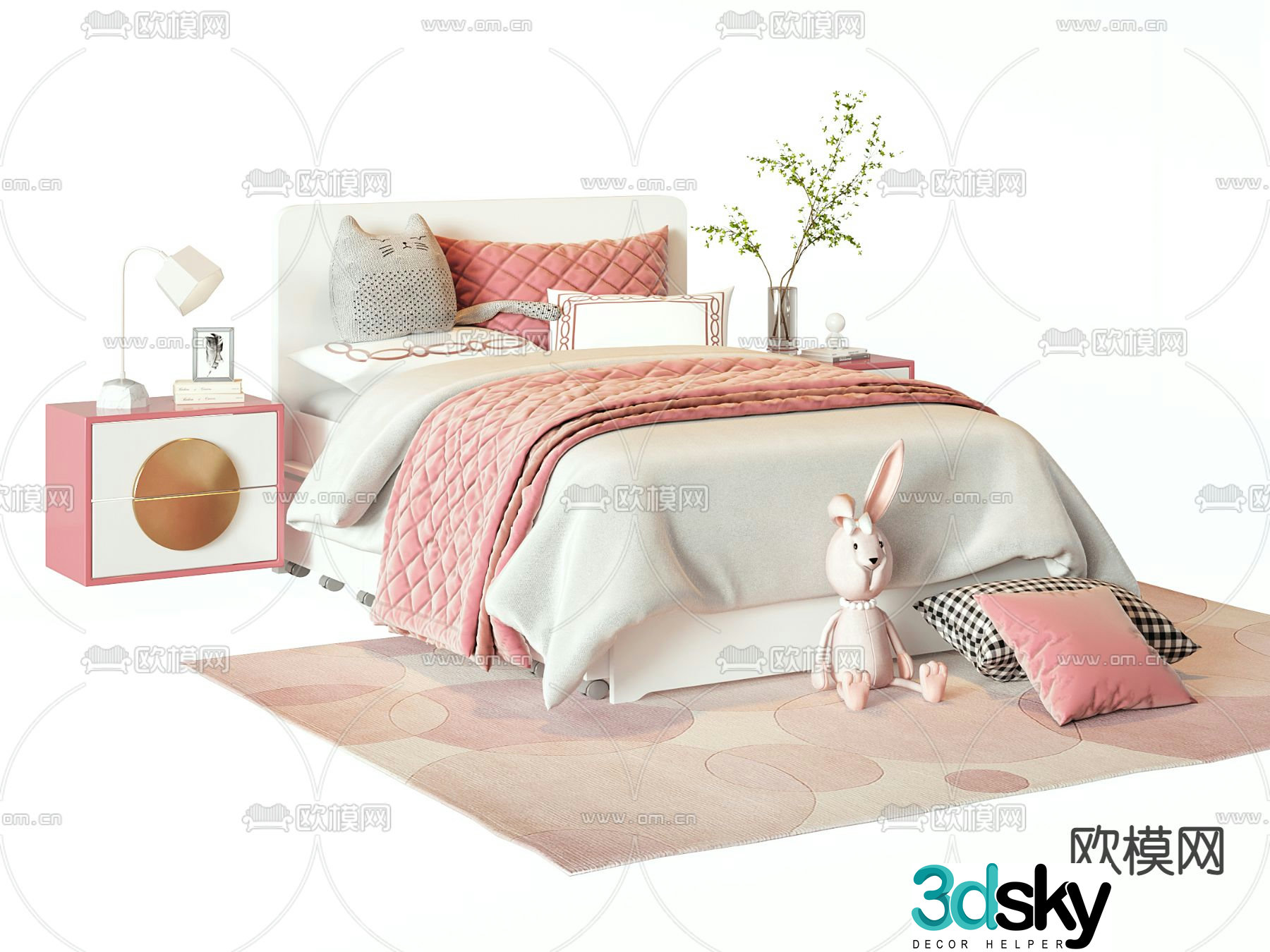 Modern fabric children’s bed 3d model